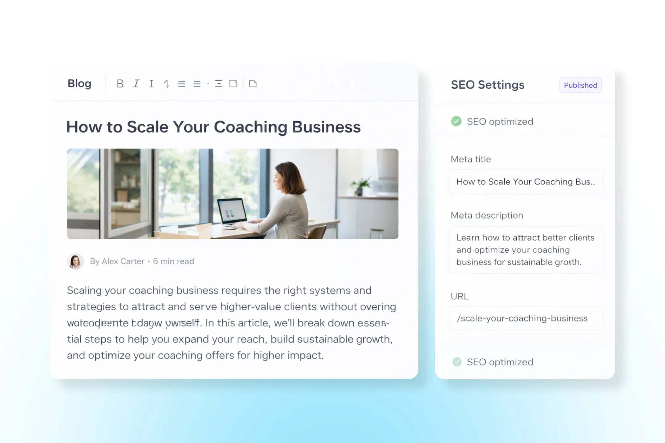 SEO optimized blog platform for online course creators