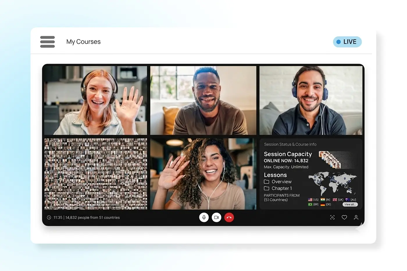 Host live coaching sessions and group meetings online