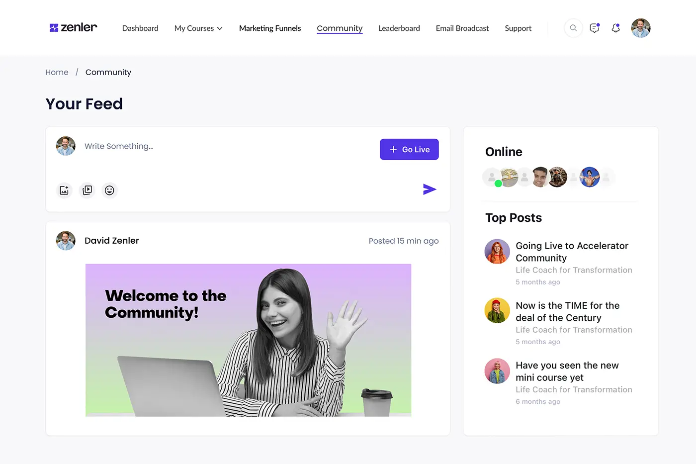 Zenler online community platform for creator engagement