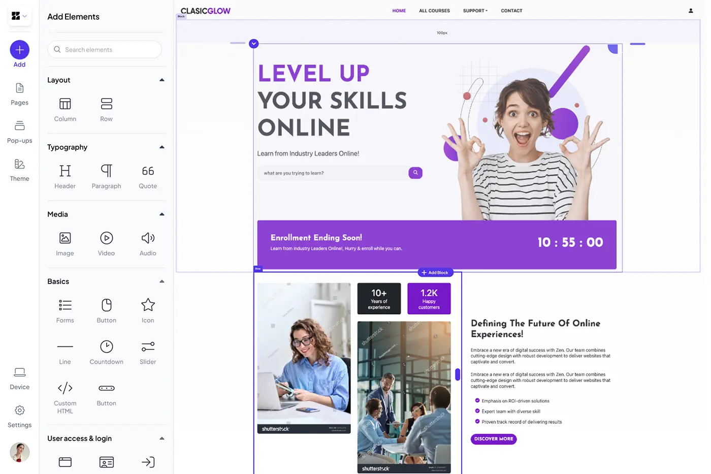 Zenler website builder dashboard for online businesses